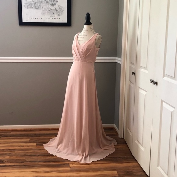 NEW SORELLA VITA SZ 10 BLUSH CHIFFON FORMAL MAXI EVENING GOWN - Picture 3 of 4
